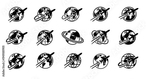 Black and white illustrations of planets and spaceships.