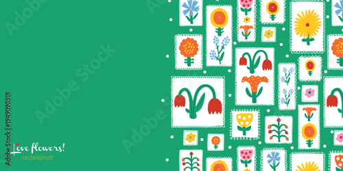 Frames and flowers. Vintage flowers illustration. Cute banner.