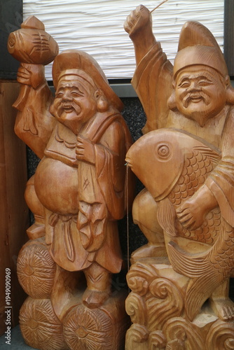 Foto 木彫りの恵比須様と大黒天様