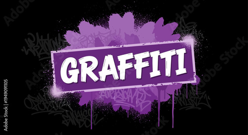 Graffiti art with purple background.
