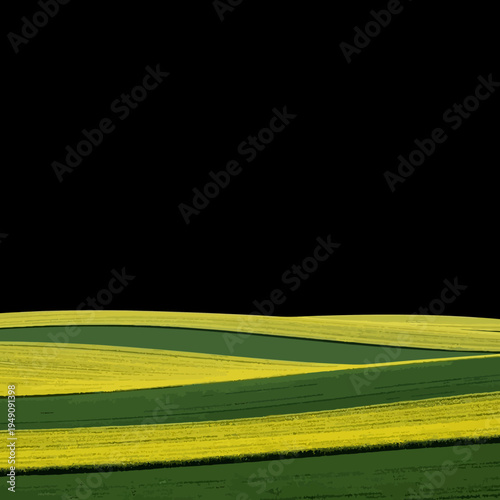 Vibrant green and yellow agricultural field landscape.