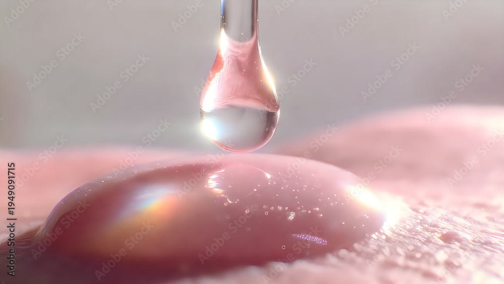 Fototapeta premium A drop of liquid being dispensed from a laboratory pipette onto a surface.