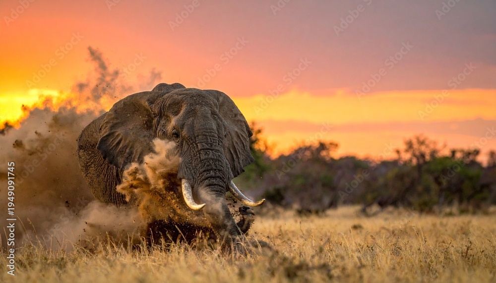 Fototapeta premium lion in the sunset