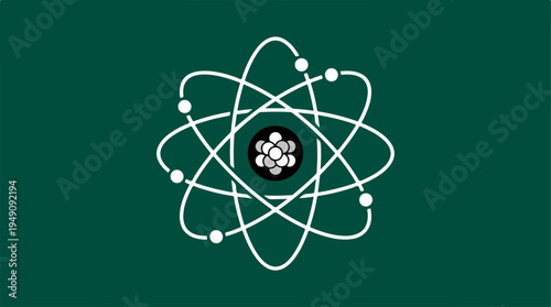 Atomic Structure Diagram with Electrons Orbiting Nucleus.