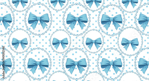 Blue bow tie pattern with polka dots.
