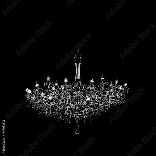 Elegant crystal chandelier with multiple lights.