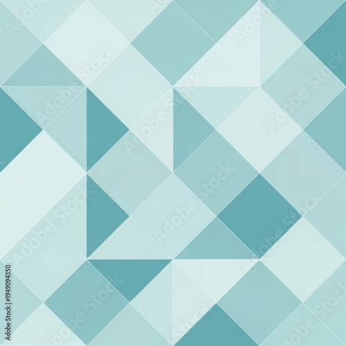 Abstract geometric tiling of teal and blue triangles and diamonds in a modern pattern.
