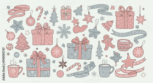 Christmas icons and symbols illustration.