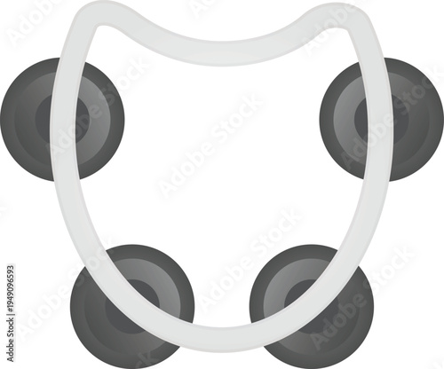 White tambourine music instrument. vector