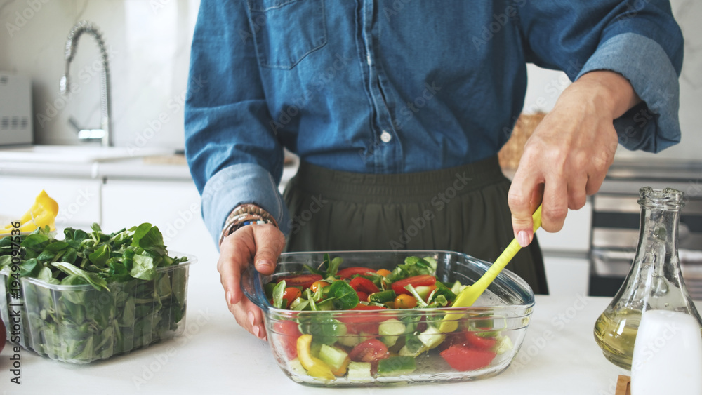 custom made wallpaper toronto digitalWoman Mixing Vegetable Salad