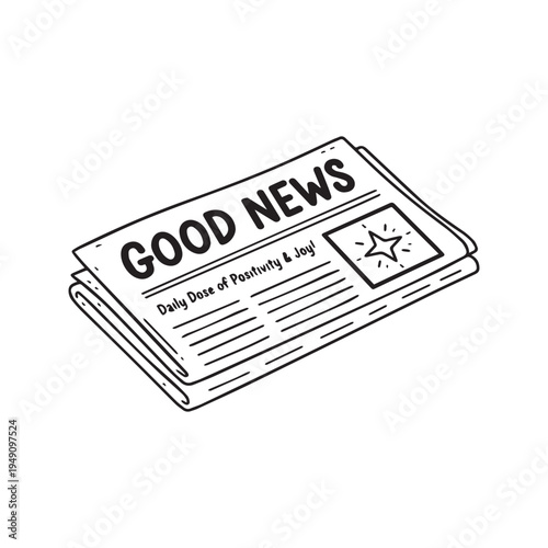 Hand-Drawn Good News of Great Joy Christmas Newspaper Illustration