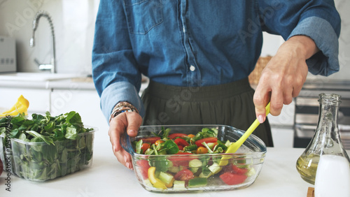 Wallpaper Mural Woman Mixing Vegetable Salad Torontodigital.ca
