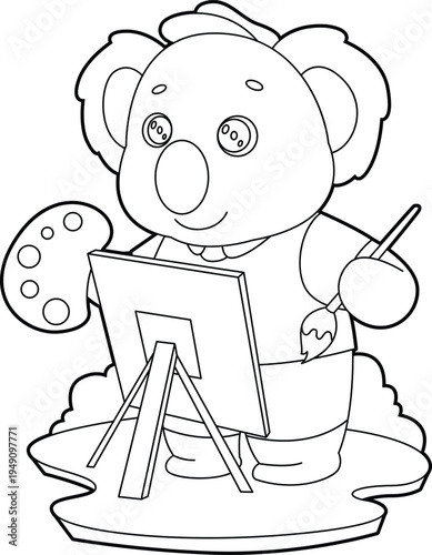 Koala Painter Paintbrush Painting Animal Vector Graphic Art Illustration