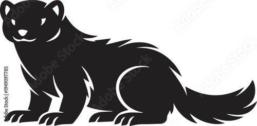 Black silhouette of a ferret or weasel animal