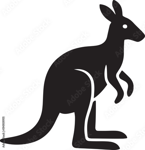 Kangaroo silhouette vector illustration, australian animal icon