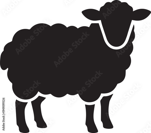 Sheep silhouette vector illustration, farm animal graphic
