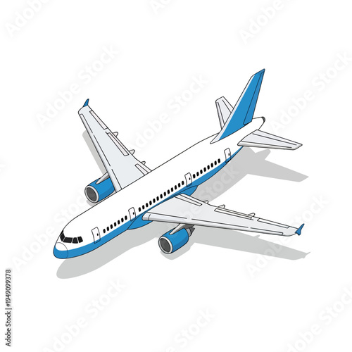 Cartoon Airplane Illustration Vector Graphic Design Travel Aviation Aircraft Transportation Vehicle Flight Blue White Simple Art