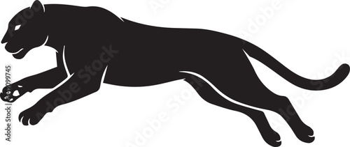 Dynamic silhouette of a leaping panther, elegant wild cat vector, big cat