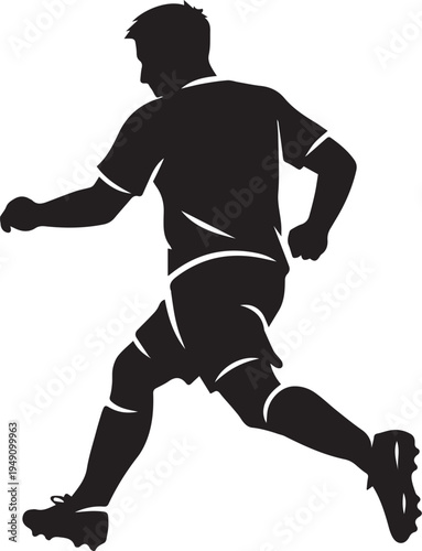 Silhouette of a soccer player running with ball, vector illustration, sport vector