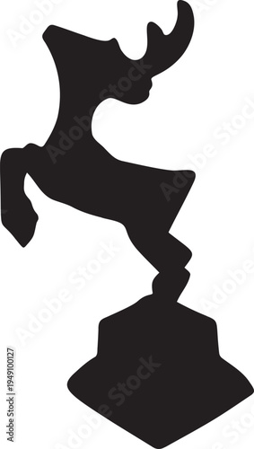 Black vector silhouette of a decorative reindeer figurine.