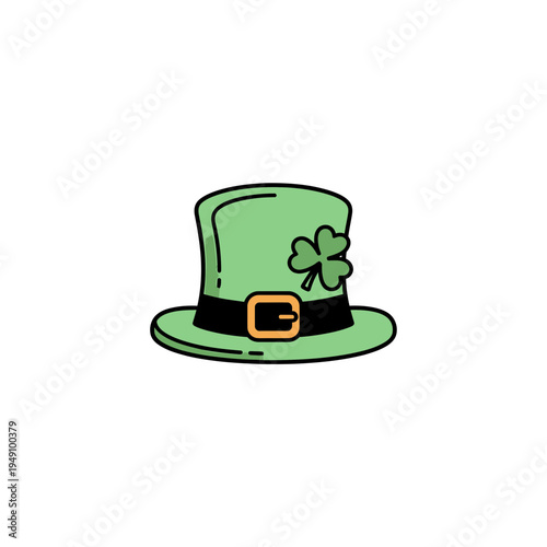 Green Leprechaun Hat with Shamrock vector illustration