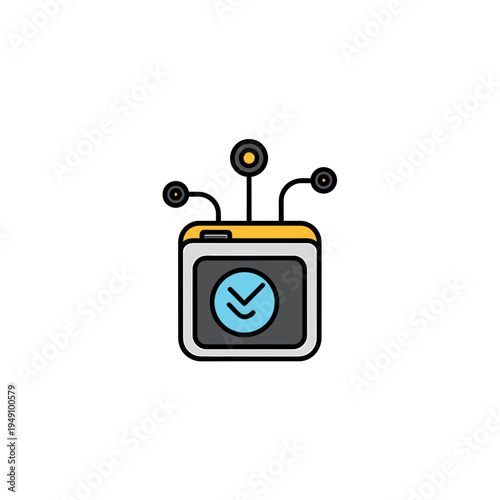 IoT Device with Tick Mark and Antenna vector illustration