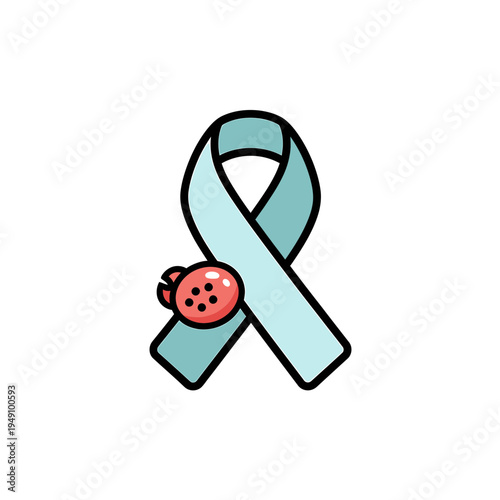 Light Blue Awareness Ribbon With Ladybug vector illustration