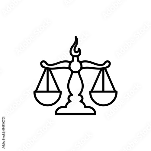 Minimalist Outline of Justice Scales vector illustration