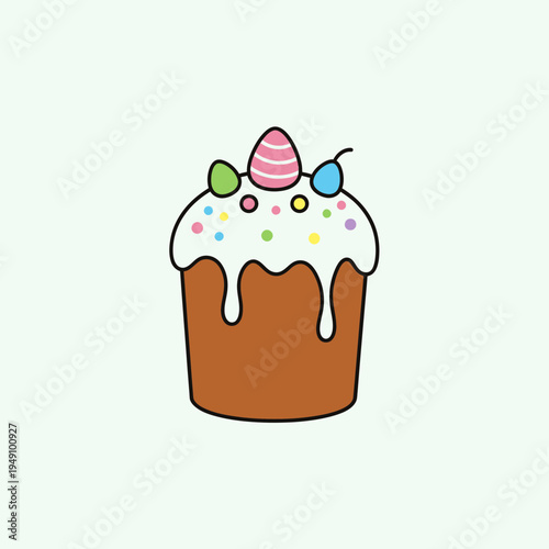 Easter Cake with Frosting and Sprinkles vector illustration