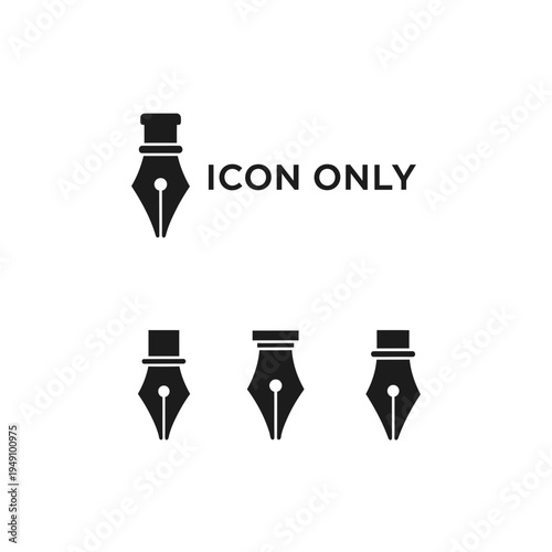 Fountain Pen Nib Icon Set vector illustration