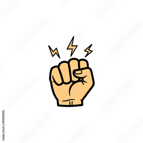 Fist With Lightning Bolts vector illustration