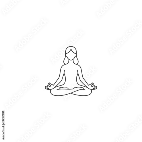 Woman Meditating In Lotus Pose Icon vector illustration