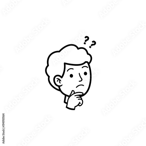Man With Question Marks Above Head vector illustration