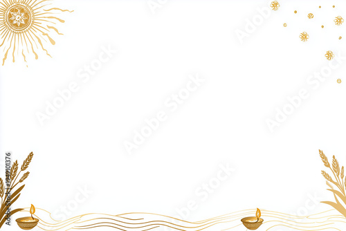  Minimal graphic Chhath Puja background with decorative elements and blank space for text.
