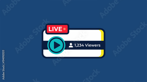 Live Streaming Interface with Play Button and Viewer Count.