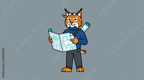 Lynx Architect Character with Blueprints.