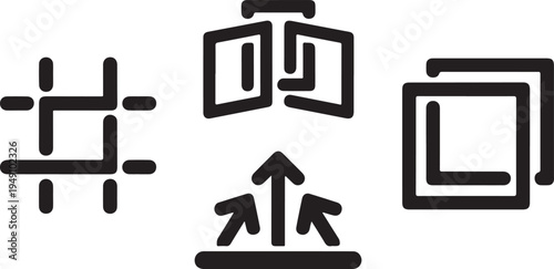 Black and white of editing and manipulation tools crop