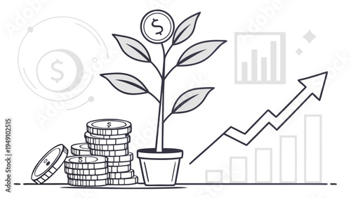 vector illustration of a plant in a pot