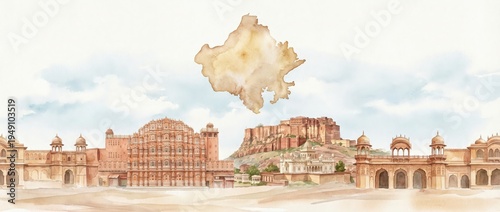 Rajsathan day watercolor poster illustration.