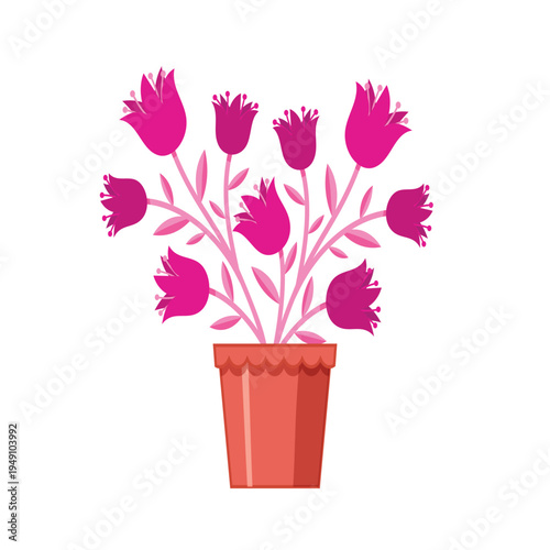 Cute flowers with leaves inside plant pot