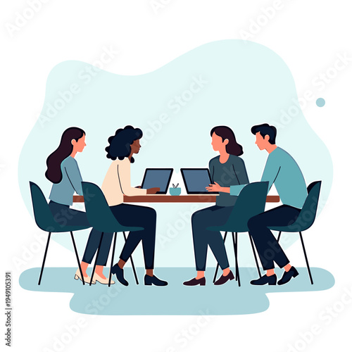 A minimalist illustration showing legs under a desk, conveying the modern work-from-home lifestyle. Ideal for articles and marketing about remote work