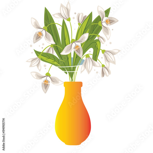 Cute flowers with leaves inside plant pot