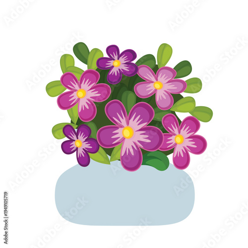 Cute flowers with leaves inside plant pot