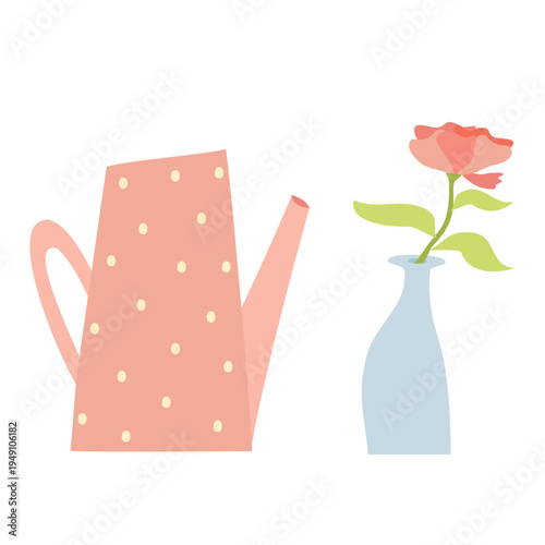 Cute flowers with leaves inside plant pot