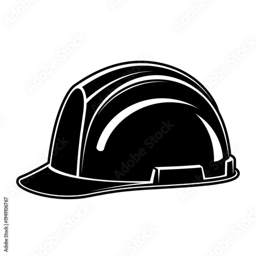 Black and white illustration of a safety hard hat used in construction and industry settings.