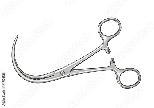 Close up of surgical forceps instrument.