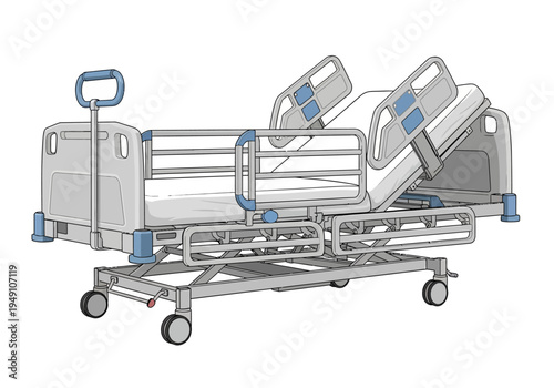 Hospital Bed with Adjustable Head Section.