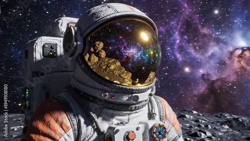 Wallpaper Mural Astronaut resting on moon surface watching vibrant nebula and stars Torontodigital.ca