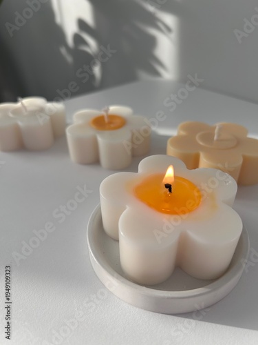 Chamomile flower candle, handmade from natural soy wax