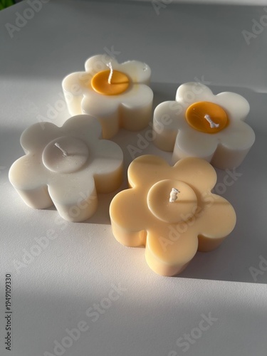 Chamomile flower candle, handmade from natural soy wax